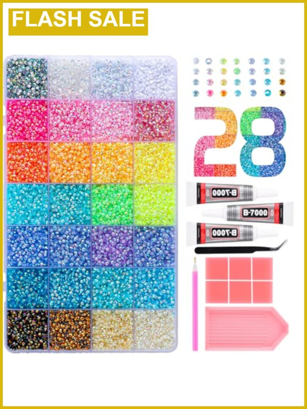 Resin Jelly Flat Back Rhinestones Bedazzling Kit 3mm 28 Colors 35000Pcs